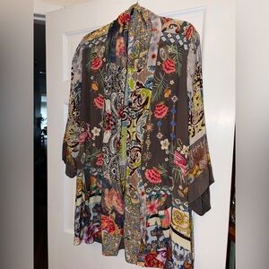 Johnny Was Multicolor Embroidered Kimono